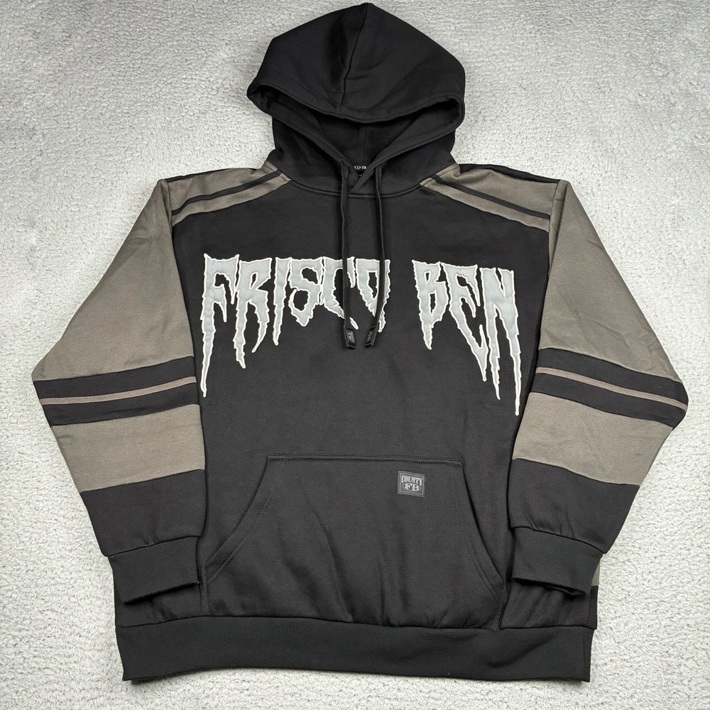 FB County Frisco Ben Hoodie Mens Large Black Graphic‎ Fleece Pullover